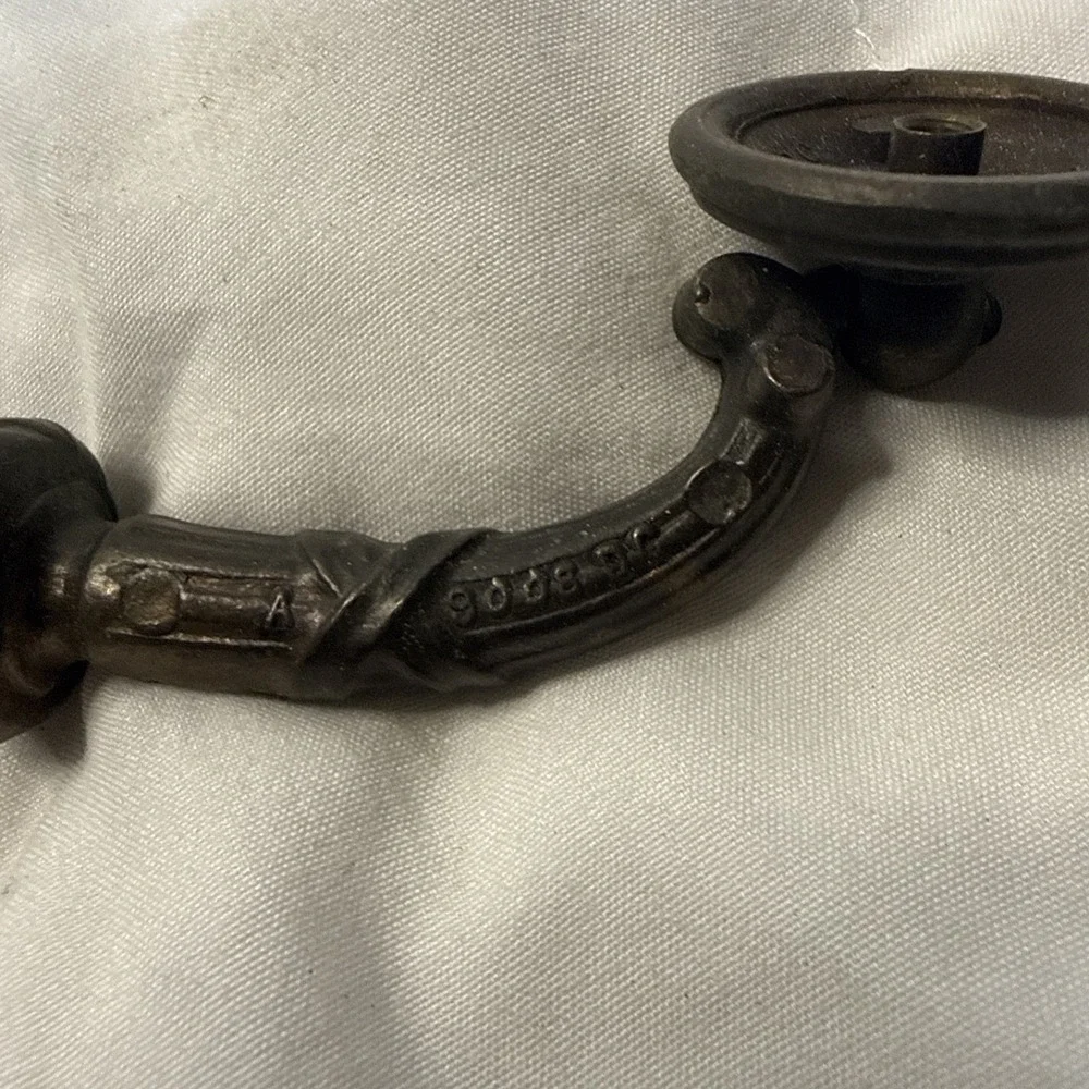 Lot vintage Drop bail dresser pulls Antique Brass Bronze Ornate 8 Handles 3 ring